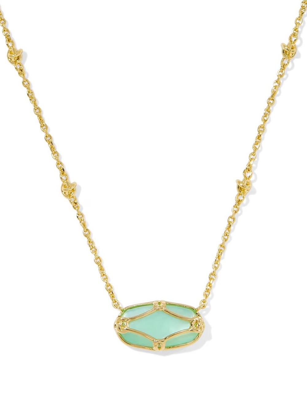 Kendra Scott Elisa Lattice Frame Gold Pendant in Light Green Mother-of-Pearl